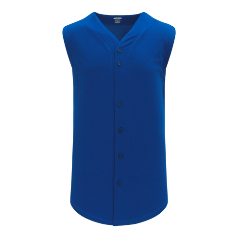 Athletic Knit Full Button Sleeveless Baseball Jersey (BA1812), Color '002 Royal'